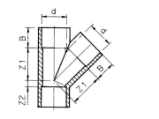 PVC T Stück 45 Grad Ø 50 mm PN 16  (16 bar) GISPO ECOline